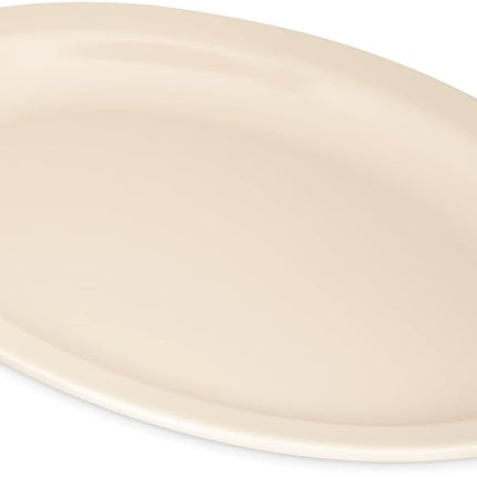 Carlisle FoodService Products Kingline Plastic Oval Platter Oval Tray for Home and Restaurant, Melamine, 12 x 9 Inches, Tan, (Pack of 12)