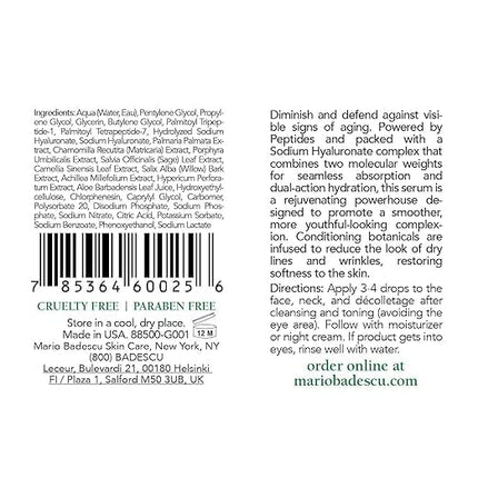 Mario Badescu Super Peptide Serum for All Skin Types, Reduces the Look of Dry Lines and Wrinkles, Formulated with Sodium Hyaluronate and Peptides, 1 FL OZ