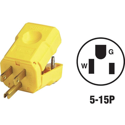 Leviton 5256-VY 15 Amp, 125 Volt, Industrial Grade, Plug, Straight Blade, Grounding, Python (Yellow)