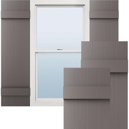 14"W x 44"H Lifetime Vinyl, TailorMade Four Board Joined (2 Batten), Board-n-Batten Shutters, w/Shutter-Loks (Per Pair), Musket Brown