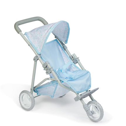 JC Toys | Berenguer Boutique |3 Wheeled Folding Doll Jogger Stroller | Blue | Ages 3+