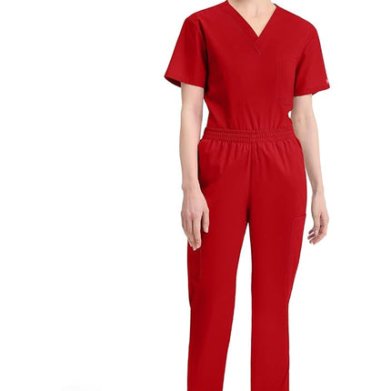 Dickies EDS Signature Women Scrubs Pant Natural Rise Tapered Leg Pull-on 86106, Red, XXS