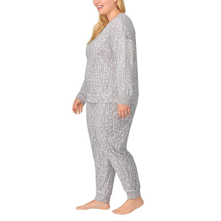 Nautica Womens Pajamas - Cozy Silky Fleece - 2 Piece Long Sleeve Winter Sleepwear Set for Women, Gray Stars, 3X