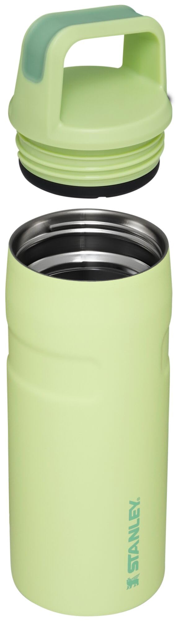 STANLEY IceFlow Cap and Carry Water Bottle 16 oz | Wide Mouth Twist Lid | Lightweight and Leakproof for Travel and Sports | Insulated Stainless Steel | BPA-Free | Citron