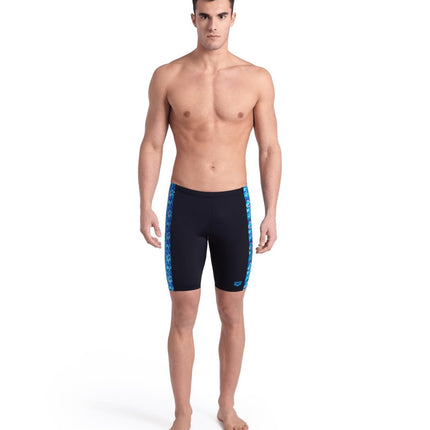 ARENA Men's Performance Pool Tiles Swim Jammer Trunks, Black/Blue Multi, 24