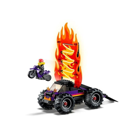 LEGO 60339 City Stuntz Double Loop Stunt Arena, Monster Truck Playset with 2 Toy Motorbikes, Ramp and Minifigures, for Kids Aged 7 Plus