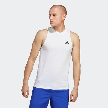 adidas Men's Training Essentials Feel Ready Logo Sleeveless T-Shirt, White/Black, XS