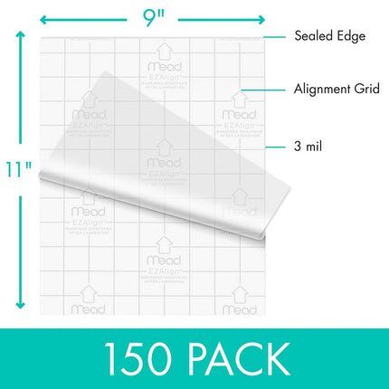 Mead Thermal Laminating Pouches, Lamination Sheets, Letter Size Pouch, 3 Mil, EZ-Align, 150 Pack (39030)