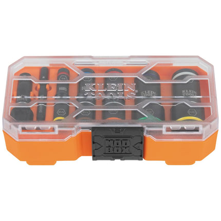 Klein Tools 65618 KNECT Flip-10 SAE Impact Socket Set, Deep Sockets with 5 Color-Coded Flip Sockets, 10 SAE Socket Sizes, 1/4 and 3/8-Inch Adapters and MODbox Case