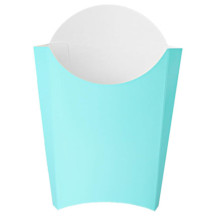 Bio Tek 4.7 x 3.5 x 5.1 Inch French Fry Cup, 100 Disposable Snack Cups - Stackable, Sustainable, Turquoise Paper 4 Ounce Fry Holder, for Fries, Onion Rings, Popcorn, or Cookies - Restaurantware