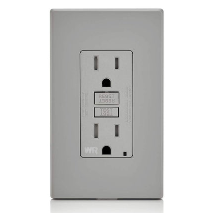 Leviton GFCI Weather-Resistant Receptacle, 15 Amp Tamper-Resistant, GFWT1-GY, Grey