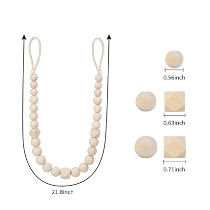 KLOGTSIND Wood Bead Curtain Tiebacks, 6 Pack Curtain Tie Backs with Hooks
