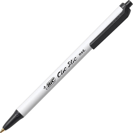 BIC Clic Stick 1.0mm Retractable Ball Pen - Medium Pen Point - 1 mm Pen Point Size - Black - 60 / Box