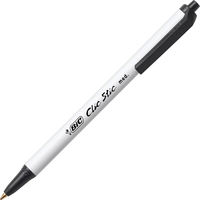 BIC Clic Stick 1.0mm Retractable Ball Pen - Medium Pen Point - 1 mm Pen Point Size - Black - 60 / Box