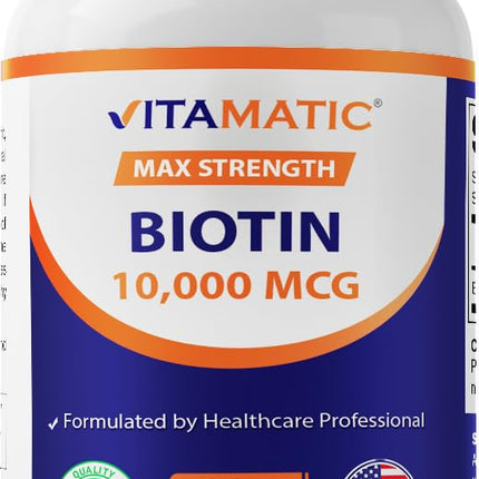 Vitamatic Biotin 10,000 mcg for Stronger Hair, Ski