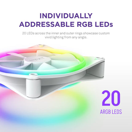 NZXT F140 RGB Duo Twin Pack - 2x 140mm RGB Fans + Hub - White