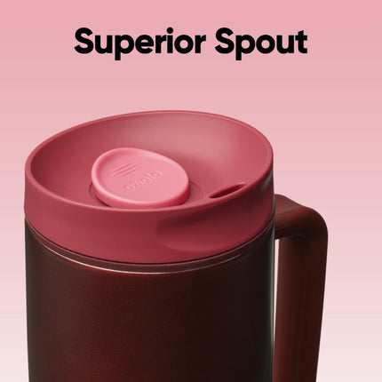 Owala SmoothSip Slider Stainless Steel Insulated Travel Mug with Handle, 100% Leak-Proof for Hot and Cold Drinks, Travel-Friendly with Sliding Lock Lid, 24 oz, BPA Free, Leak-Proof, Black Cherry