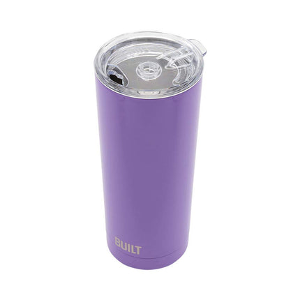 BUILT Double Walled Stainless Steel Tumbler Set with Replacement Lid, 2 Reusable Tritan Wire Straw Cleaning Brush in Gift Box, 1 Count (Pack of 1), Amethyst