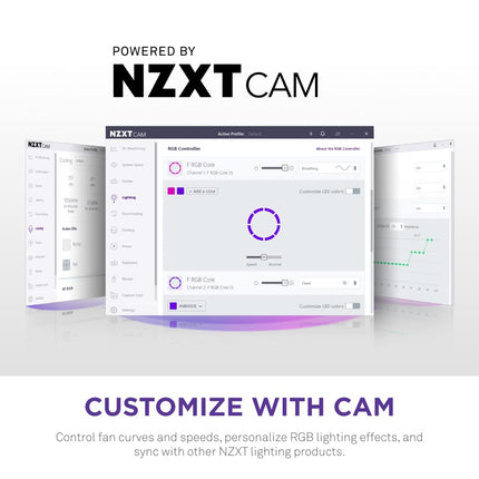 NZXT F120 RGB Core - 120mm Hub-Mounted RGB PC Case Fan - White