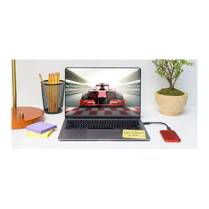 WD 1TB My Passport Portable SSD, External NVMe Solid State Drive, USB-C, up to 1050 MB/s, Works with PC, Xbox and Playstation, 2-meters drop resistance, Red