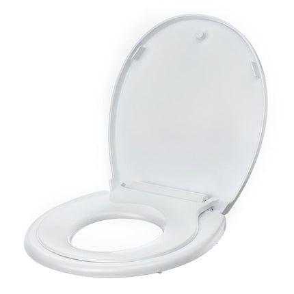 Round Toilet Seat with Toddler Seat Built in, Quick-Attach Hardware with Grip-Tight Bumpers, Quick-Release Design,Slow-Close Toilet Seat, Full Flat White