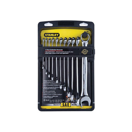 Stanley 94-385W Juego de llaves combinadas SAE, 11 piezas