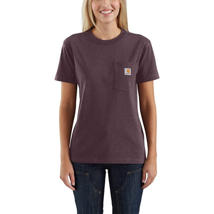 Carhartt Loose Fit Heavyweight Short Sleeve T-Shirt K87 Pocket Tops Women Purple S