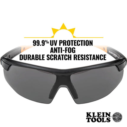 KLEIN TOOLS Safety Glasses, PPE Protective Eyewear with Semi Frame and Gray Lens, Scratch Resistant and Anti-Fog 60160