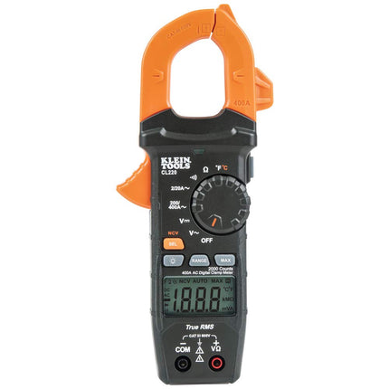 Digital Clamp Meter, AC Auto-Ranging 400 Amp with Temperature and Non-Contact Voltage Detector, Klein Tools CL220