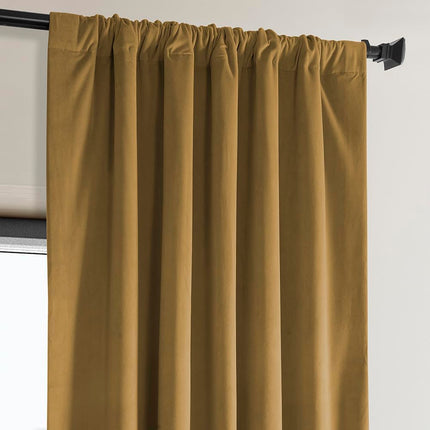 HPD Half Price Drapes Heritage Plush Velvet Curtains 108 Inches Long Room Darkening Curtains for Bedroom & Living Room 50W x 108L, (1 Panel), Retro Gold