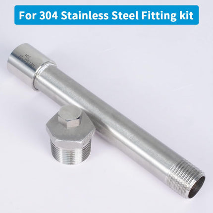 Quickun 304 Stainless Steel Pipe Fitting, 1" NPT x 1" NPT Male Malleable Nipple Cast Pipe 10" Length