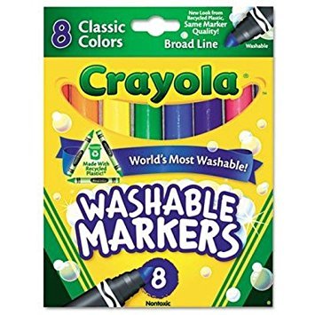 Crayola Washable Markers, Broad Point, Classic Colors, 8/Pack (58-7808) by Crayola