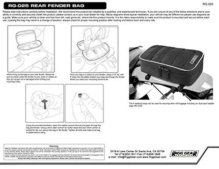 Nelson Rigg RG-025R Rigg Gear Rear Fender Bag with Tool Roll,1 Pack, Black/Grey