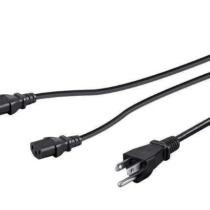 Monoprice Power Cord Splitter - NEMA 5-15P to 2X IEC 60320 C13 16AWG 13A/1625W SJT Black 3ft