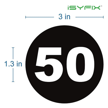 Black Vinyl Consecutive Number Stickers - 1 to 50, 3 inch Self-Adhesive - Premium Decal for Indoor & Outdoor, Ideal for Inventory, Storage, Organizing, Great on Boxes, Bins, Toolbox, Lockers & More