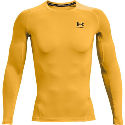 Under Armour Men's HeatGear Compression Long Sleeve T-Shirt Crew Neck Sweatshirt, Steeltown Gold (750)/Black, L