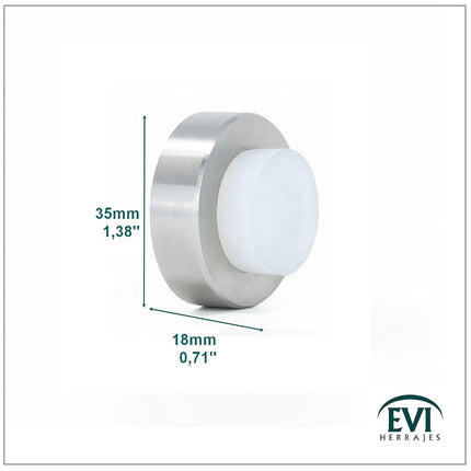 EVI Herrajes | Stainless Steel Door Stopper | Ø35x18mm | Wall Protector | Adhesive + Screw Fixing | Matte Finish | Mod I-254-BAM