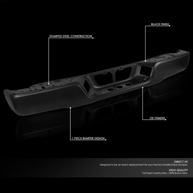 Barra facial del parachoques trasero DNA MOTORING compatible con Toyota Tundra 07-13, sin orificios para sensor de estacionamiento, negra, BUMP-R-TUN07-FB-01-BK