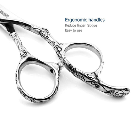 Hair Scissors 5.5 Inch Professional Hair Shears Hair Cutting Scissors Haircut Scissors Sharp Barber Scissors 440C Barber Shears Hairdresser Scissors Rose handle KINSARO