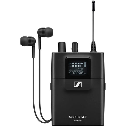 Sistema de monitoreo inalámbrico intraaural estéreo Sennheiser XSW IEM SET A: 476 a 500 MHz (509146) Paquete con bolsa de transporte Auray para sistema inalámbrico