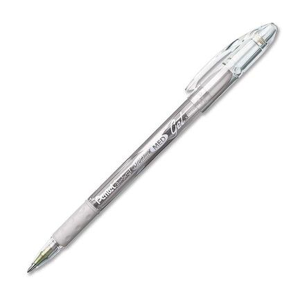 Gel Roller Pen, Waterproof, Medium Pt., Silver Met