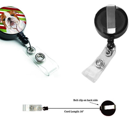 Caroline's Treasures Bulldog English Candy Cane Christmas Retractable Badge Reel, Multicolor (SS4553BR)