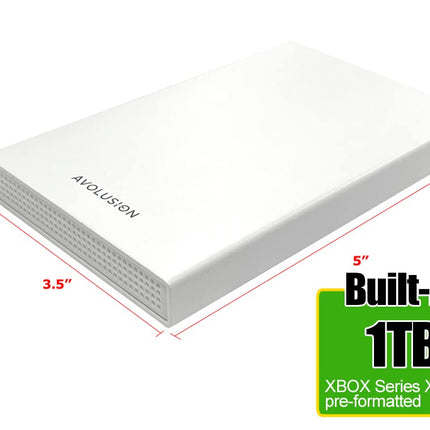 Avolusion HD250U3-WH Disco Duro Externo Portátil de 1TB USB 3.0 para Juegos (para Xbox Series X|S, Preformateado) - 2 Años de Garantía