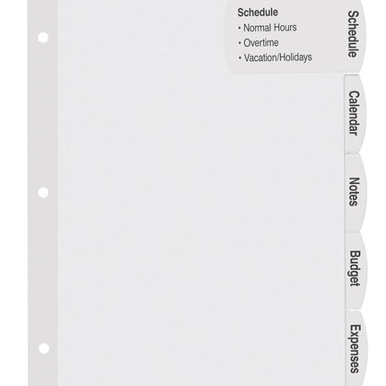 Avery Big Tab Printable Large White Label Dividers with Easy Peel, 5 Tabs, 4 Sets (14438)