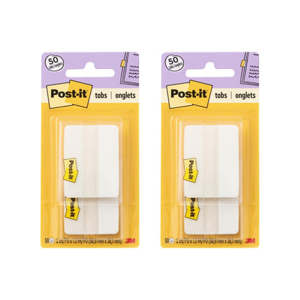Post-it Tabs, 2 in, Solid, White, 25 Tabs/On-The-G