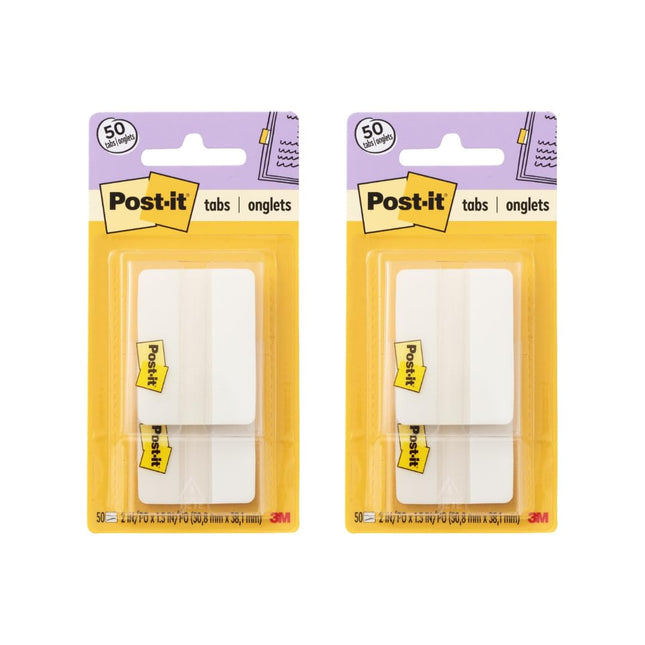 Post-it Tabs, 2 in, Solid, White, 25 Tabs/On-The-G