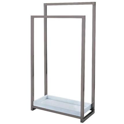 KINGSTON BRASS SCC8268 Pedestal 2-Tier Steel Construction Towel Rack with MDF Wooden Case, Satin Nickel