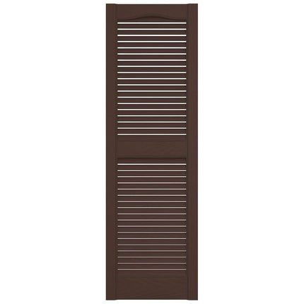 Lifetime Vinyl LL1S12X03600FB Standard Cathedral Top Center Mullion, Open Louver Vinyl Shutters, w/Installation Shutter-Lok's & Matching Screws (Per Pair), 12"W x 36"H, Federal Brown