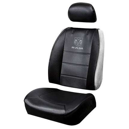 Plasticolor 008624R25 Housse de siège sans côté 3 pièces avec logo brodé Dodge RAM gris, housse de siège de voiture, camion ou VUS de qualité supérieure avec pochette de rangement, noir
