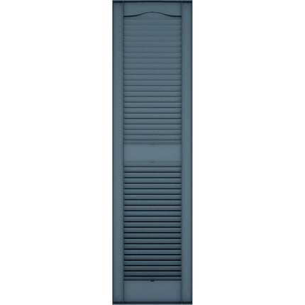 Mid America 00011467036 Standard Size Cathedral Top Center Mullion, Open Louver Shutter (Per Pair), 14 1/2"W x 67"H, Classic Blue